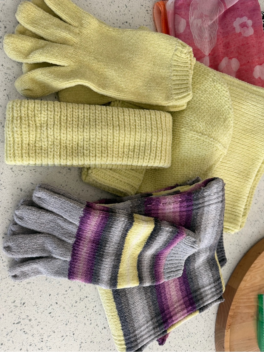 Women’s Yellow Knit Gloves and Headband Set — Soft Winter Accessories